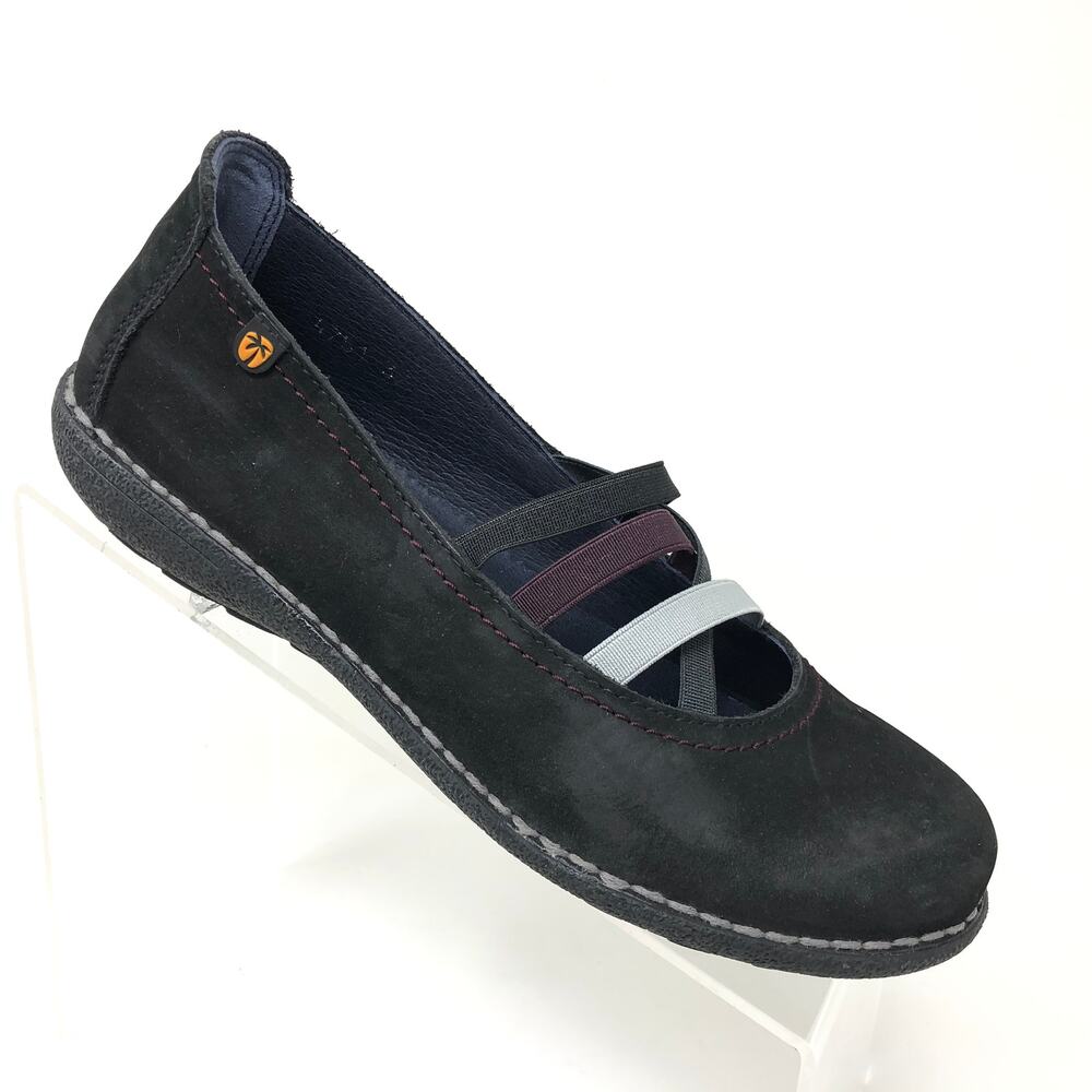 Jungla Shoes Mary Jane Womens 6.5 Black Leather Round Toe Flat Made‎ in Spain